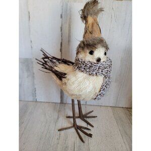Pier 1 bird stork bristle brush Brown home decor hat‎ xmas